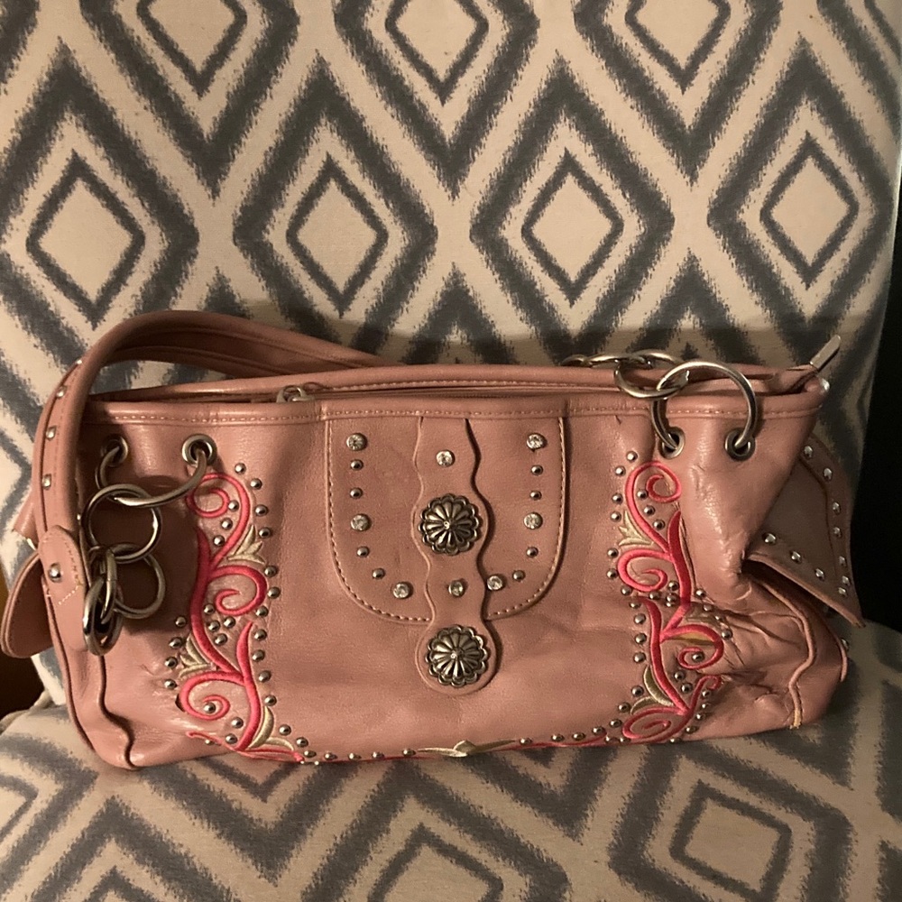 American Bling Stylish Pink Handbag with Embellishments